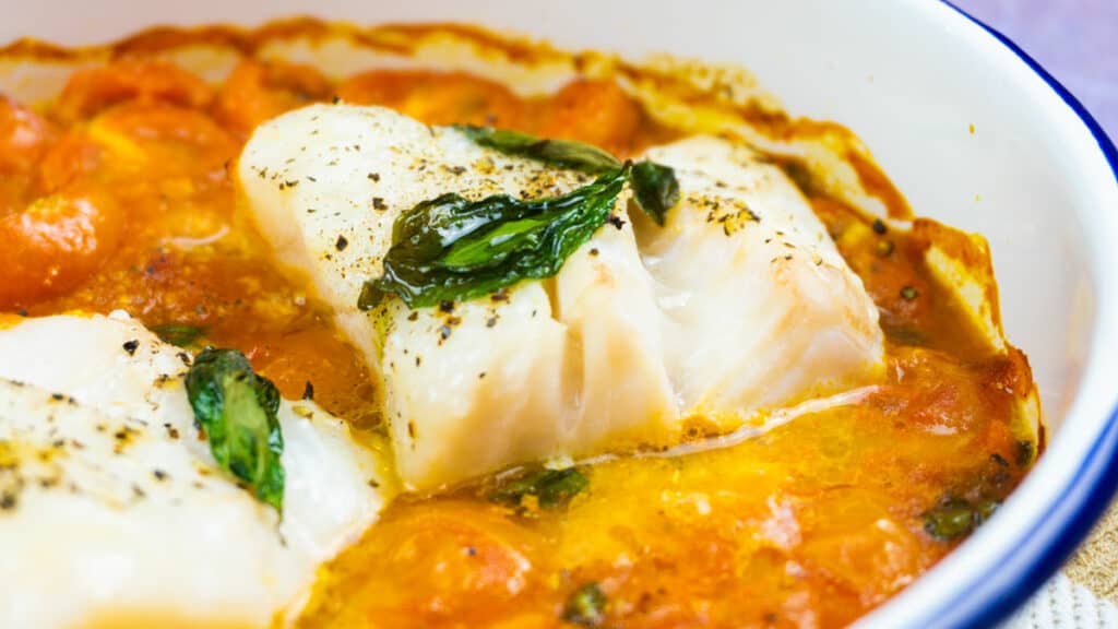 Cod baked with Basil – Gonzalo Natural Organic Kosher